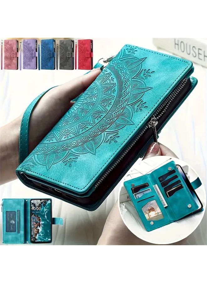 حافظة هاتف من الجلد الأحمر بسحاب ومحفظة وحامل بطاقات لهاتف iPhone 15 Pro Max - Image 2
